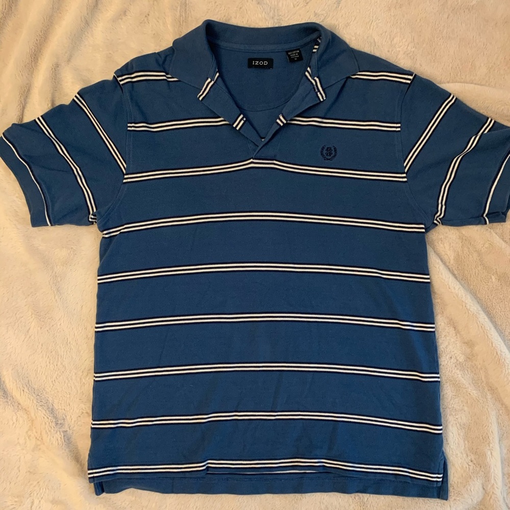 Blue striped polo